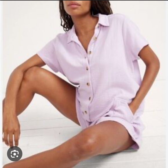 Hatch Pants - HATCH The Lenora Romper in Lilac Cotton Gauze - Size 1